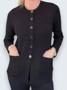 Dagoli button front long sleeve cardigan black women's size L